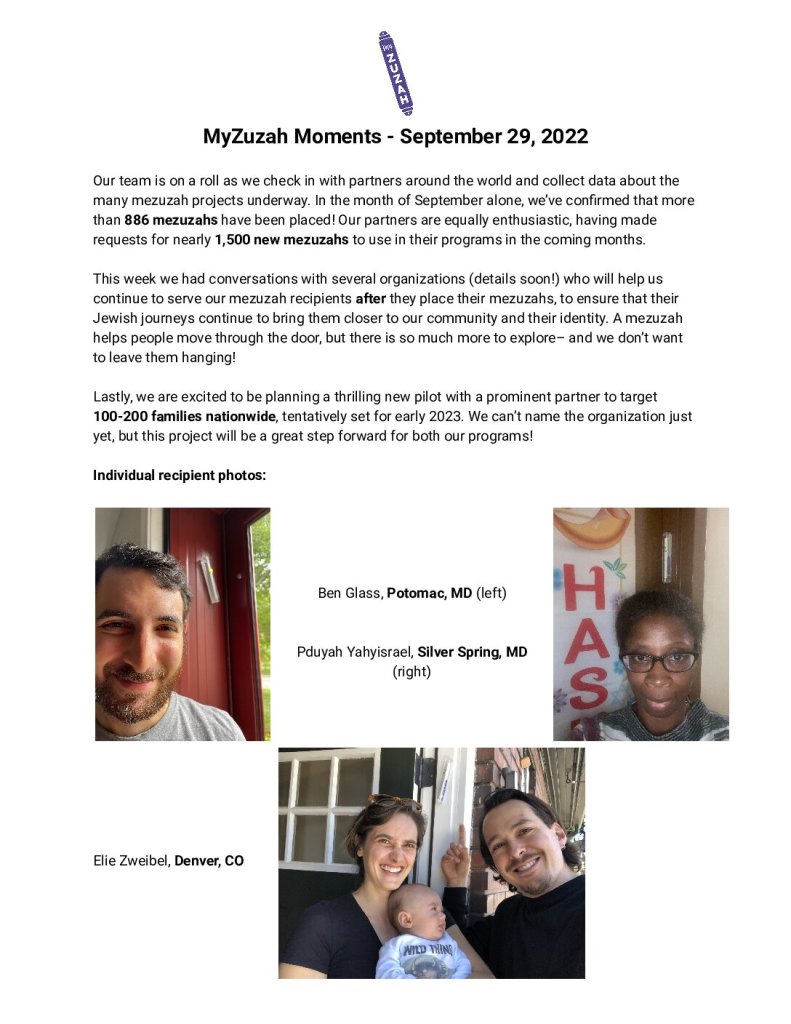 thumbnail of MyZuzah Moments – September 29, 2022